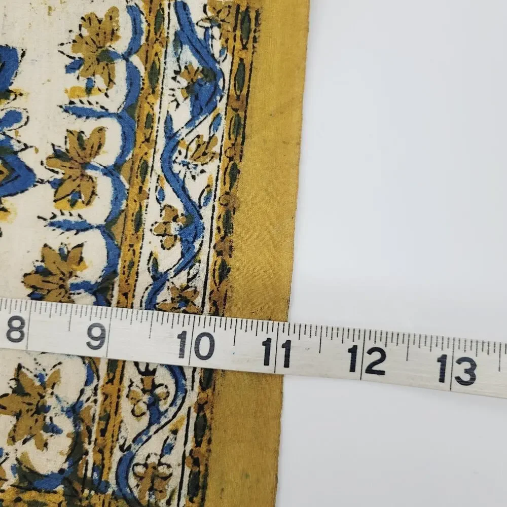 Vintage Turkish Yellow Mandala Flower Fabric Panel Set 4 Connected Turkey Made